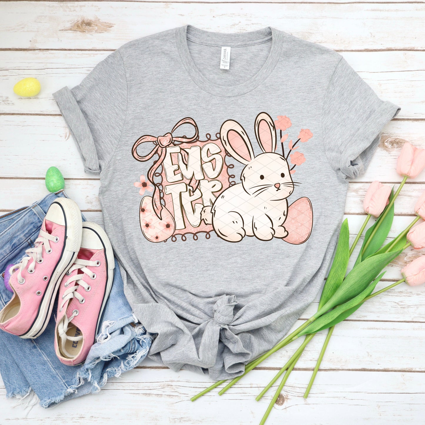 EASTER BOW AND RABBIT - DTF TRANSFER