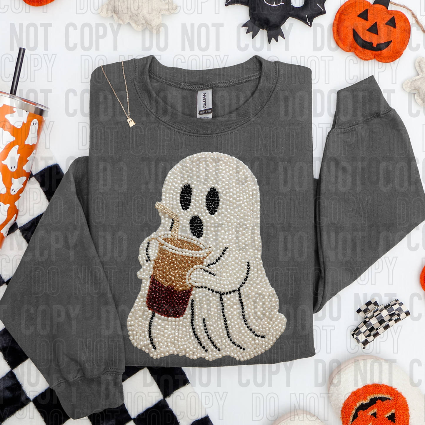 GHOST COFFEE FAUX PEARLS - DTF TRANSFER