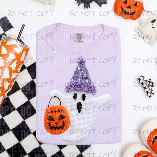 GHOST JACK O LANTERN FAUX YARN - DTF TRANSFER