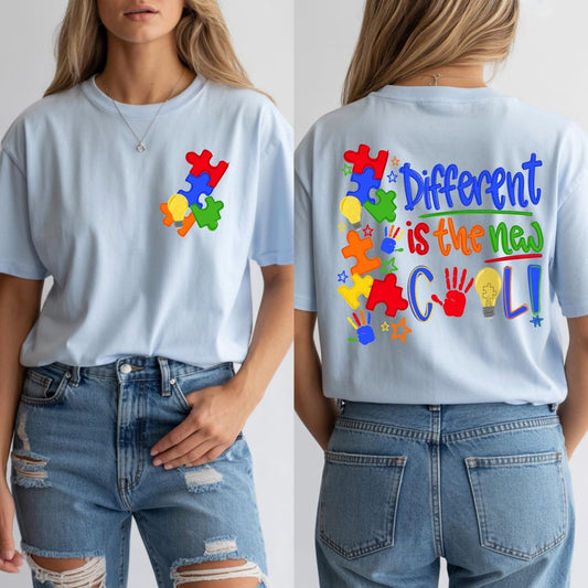 DIFFERENT IS THE NEW COOL - FRONT+BACK - DTF TRANSFER
