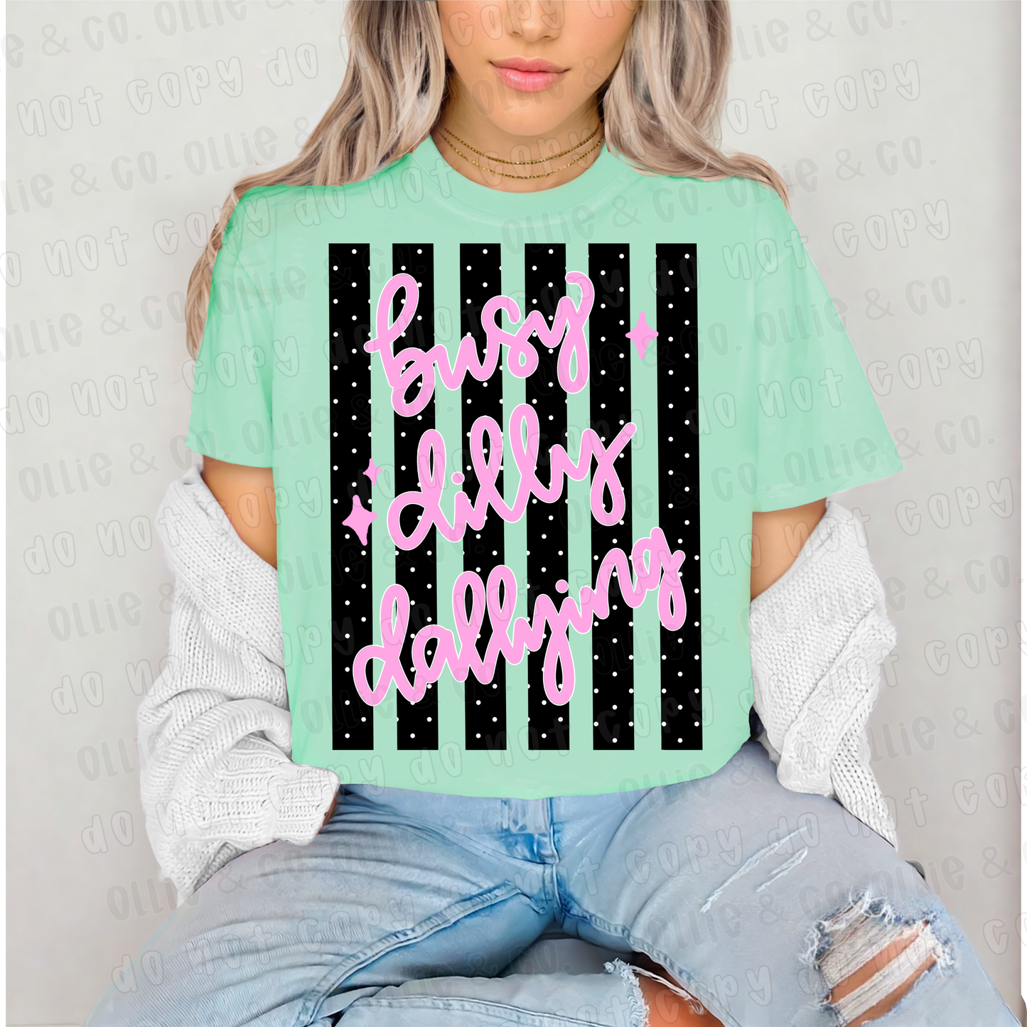 BUSY DILLY DALLYING BLACK STRIPES - DTF TRANSFER