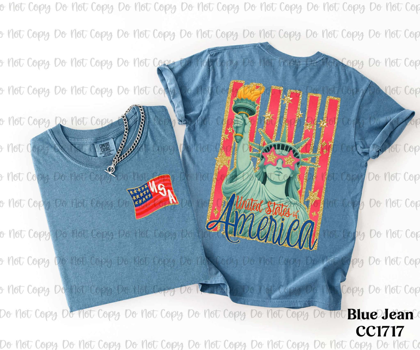 USA STATUE OF LIBERTY - FRONT+BACK - DTF TRANSFER