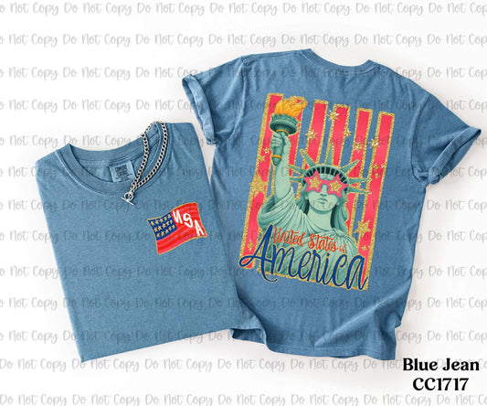 USA STATUE OF LIBERTY - FRONT+BACK - DTF TRANSFER