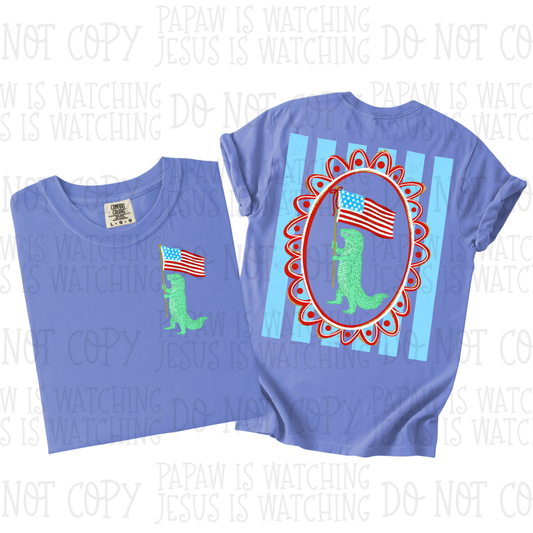 PATRIOTIC GATOR GIRL - FRONT+BACK - DTF TRANSFER