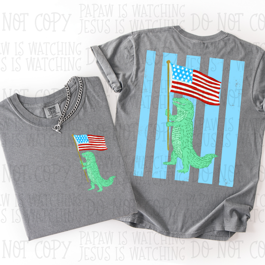 PATRIOTIC GATOR BOY - FRONT+BACK - DTF TRANSFER
