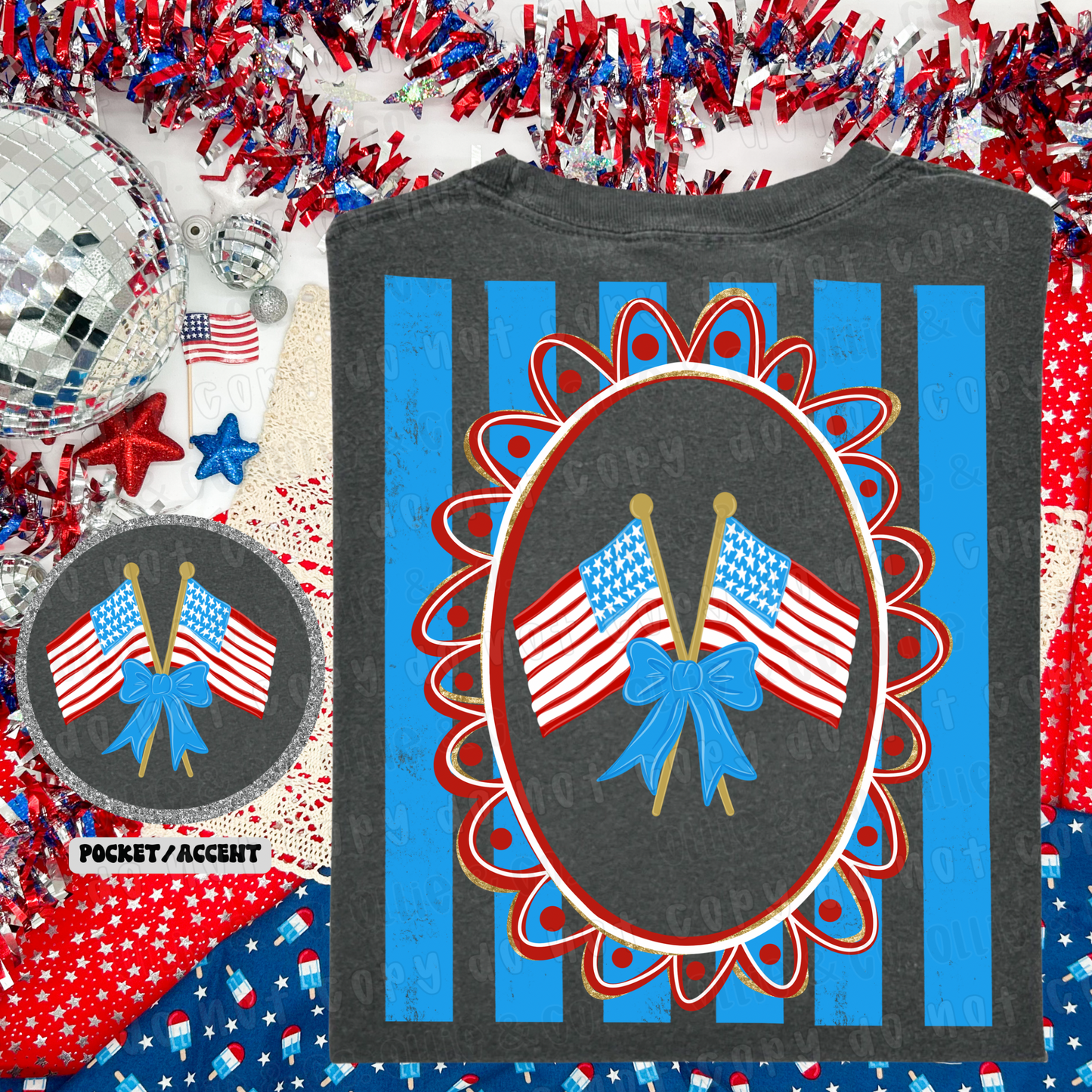 PREPPY FLAG FRAME - FRONT+BACK - DTF TRANSFER