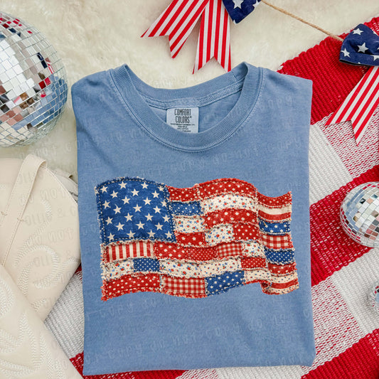FAUX PATCHWORK FLAG  - DTF TRANSFER
