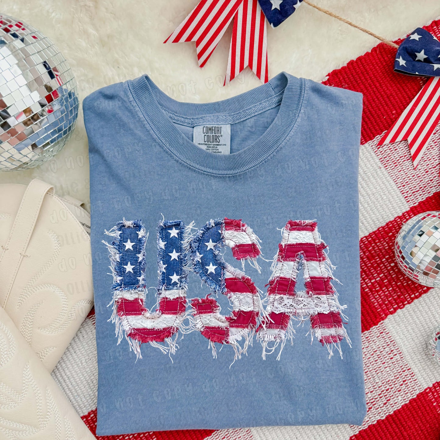 USA FAUX PATCHWORK FLAG  - DTF TRANSFER