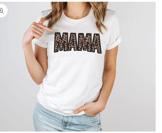 LEOPARD MAMA FAUX EMBROIDERY  - DTF TRANSFER