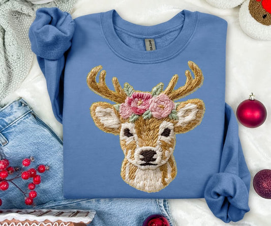 FRENCH KNOT DEER FAUX YARN - DTF TRANSFER