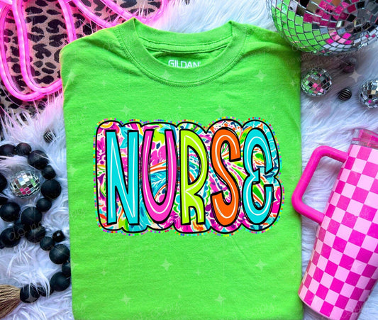 NURSE BRIGHT PAISLEY  - DTF TRANSFER
