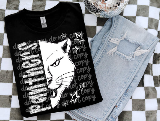 BLACK WHITE DOTTIE MASCOT - DTF TRANSFER