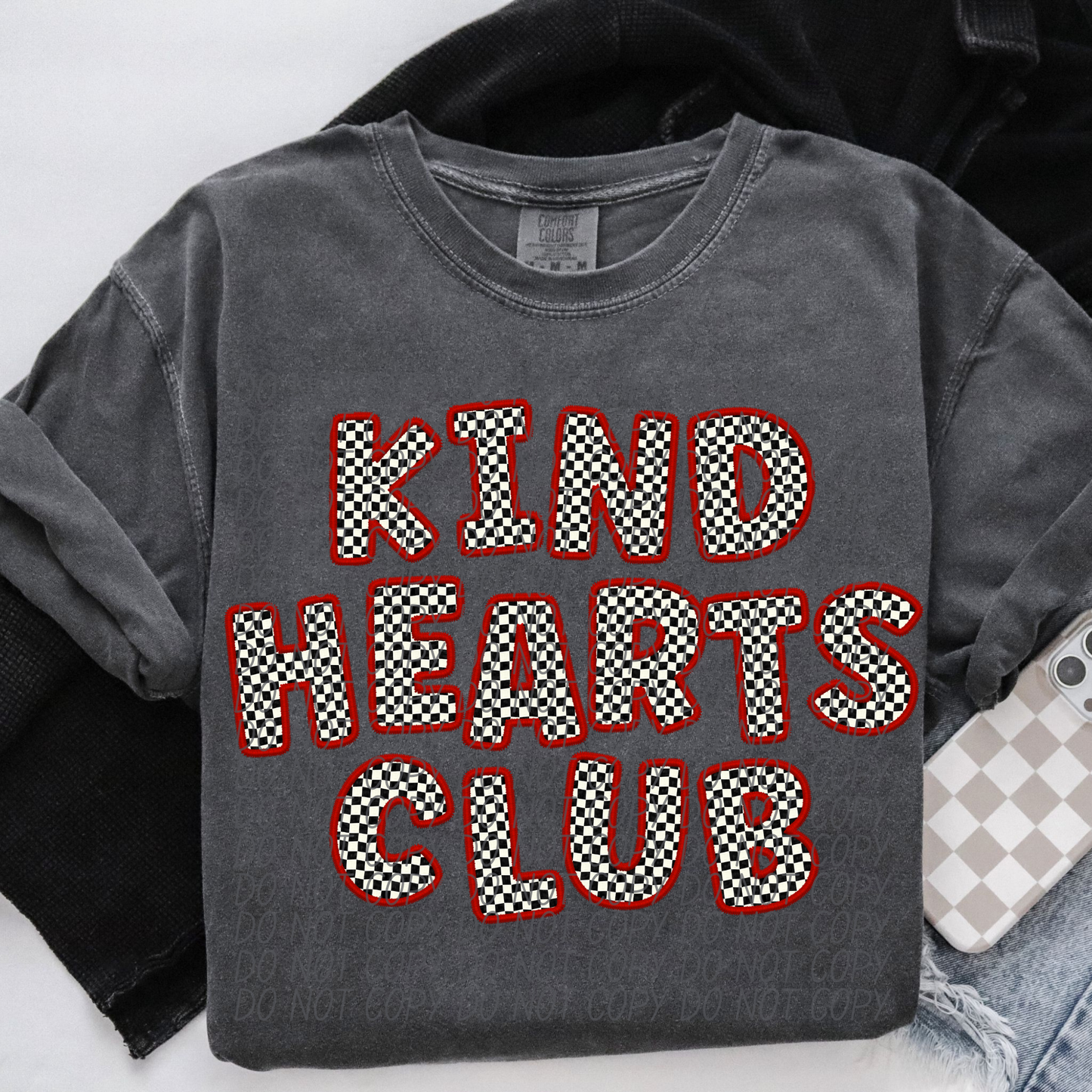 KIND HEARTS CLUB - FAUX EMBROIDERY - DTF TRANSFER