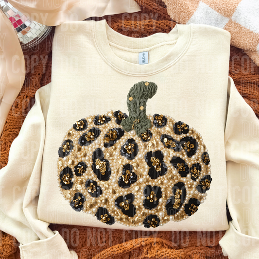 LEOPARD PUMPKIN FAUX PEARLS - DTF TRANSFER