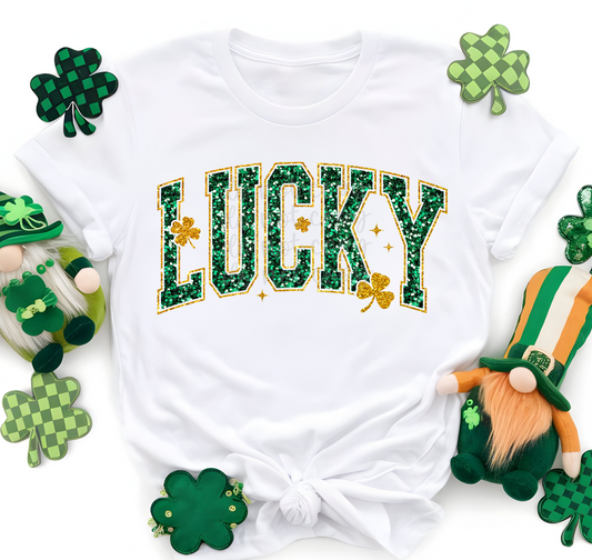 LUCKY - FAUX GLITTER - DTF TRANSFER