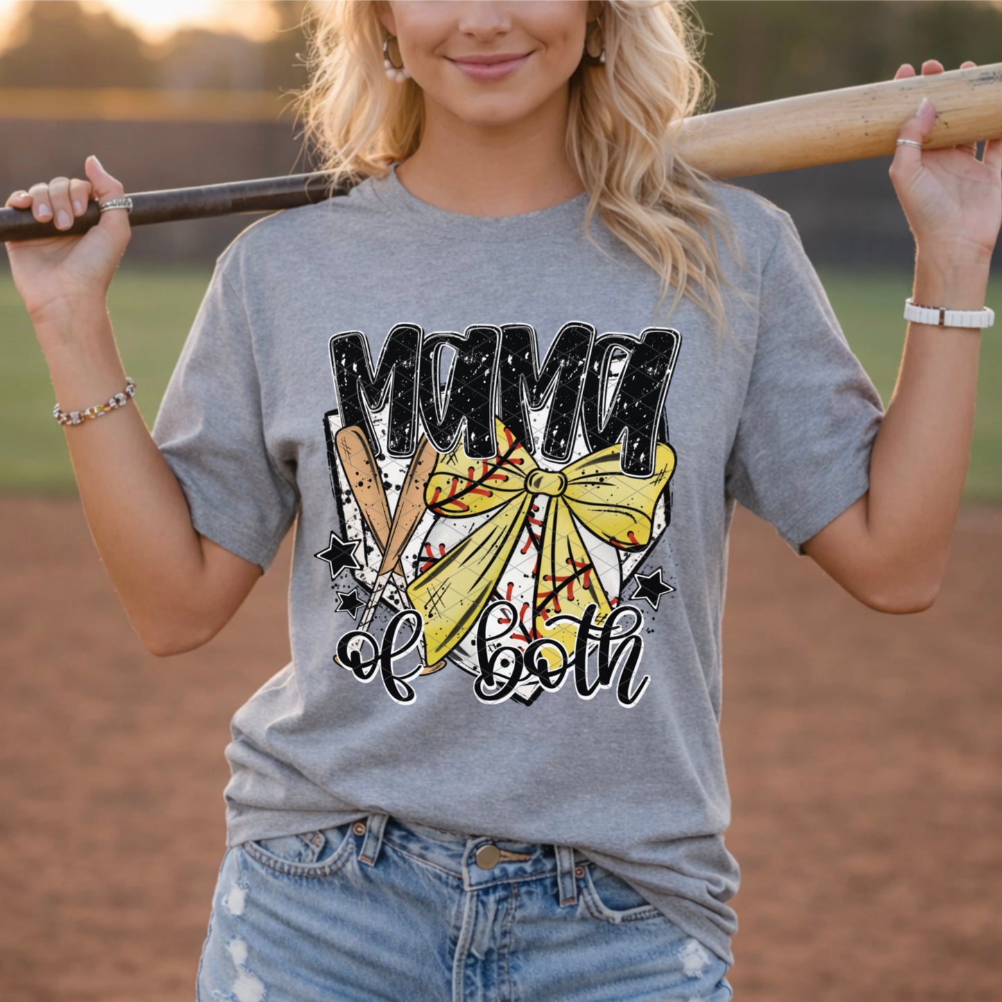 MAMA OF BOTH BASEBALL SOFTBALL - DTF TRANSFER