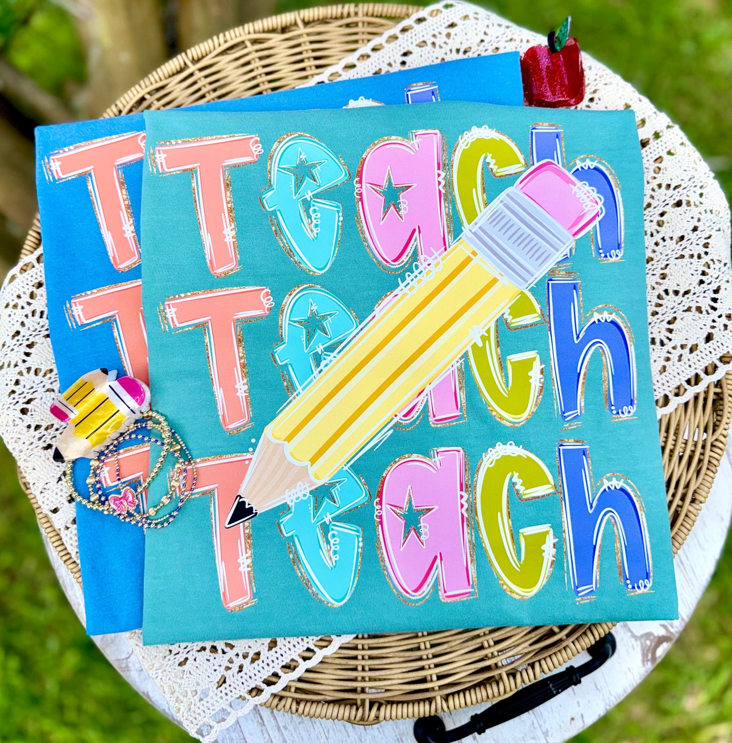 TEACH STACKED WITH PENCIL - DTF TRANSFER