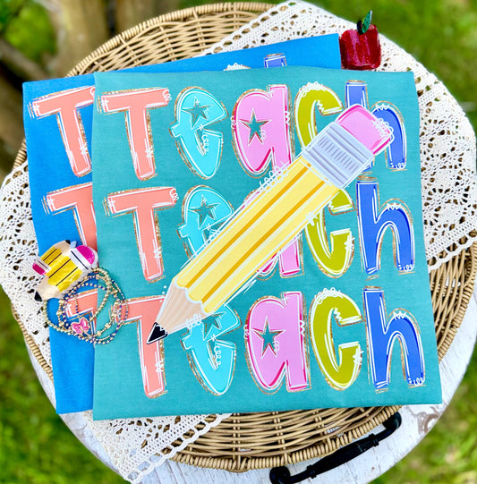 TEACH STACKED WITH PENCIL - DTF TRANSFER