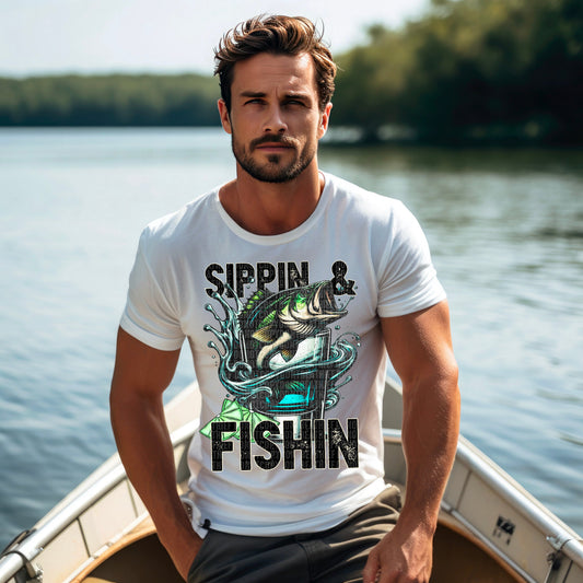 SIPPIN & FISHIN - DTF TRANSFER