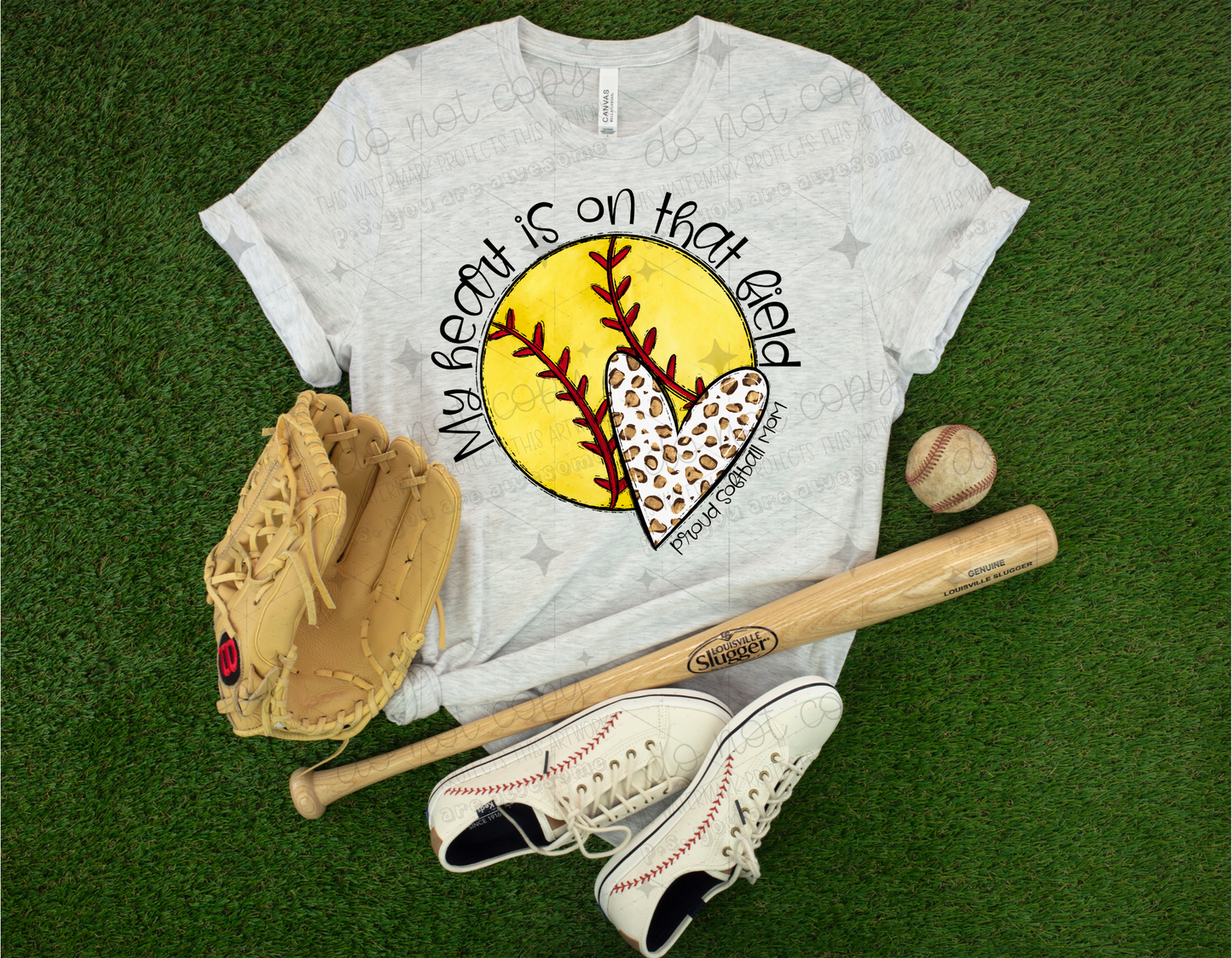 MY HEART IS ON THAT FIELD- SOFTBALL  - DTF TRANSFER