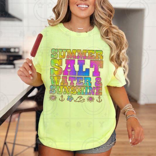 SUMMER SALTWATER SUNSHINE - FAUX EMBROIDERY - DTF TRANSFER
