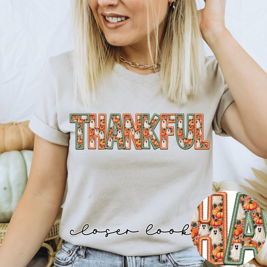 THANKFUL - FAUX EMBROIDERY - DTF TRANSFER