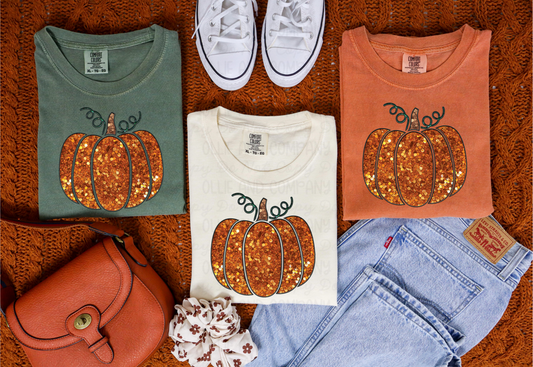 PUMPKIN - FAUX EMBROIDERY/FAUX SEQUIN - DTF TRANSFER