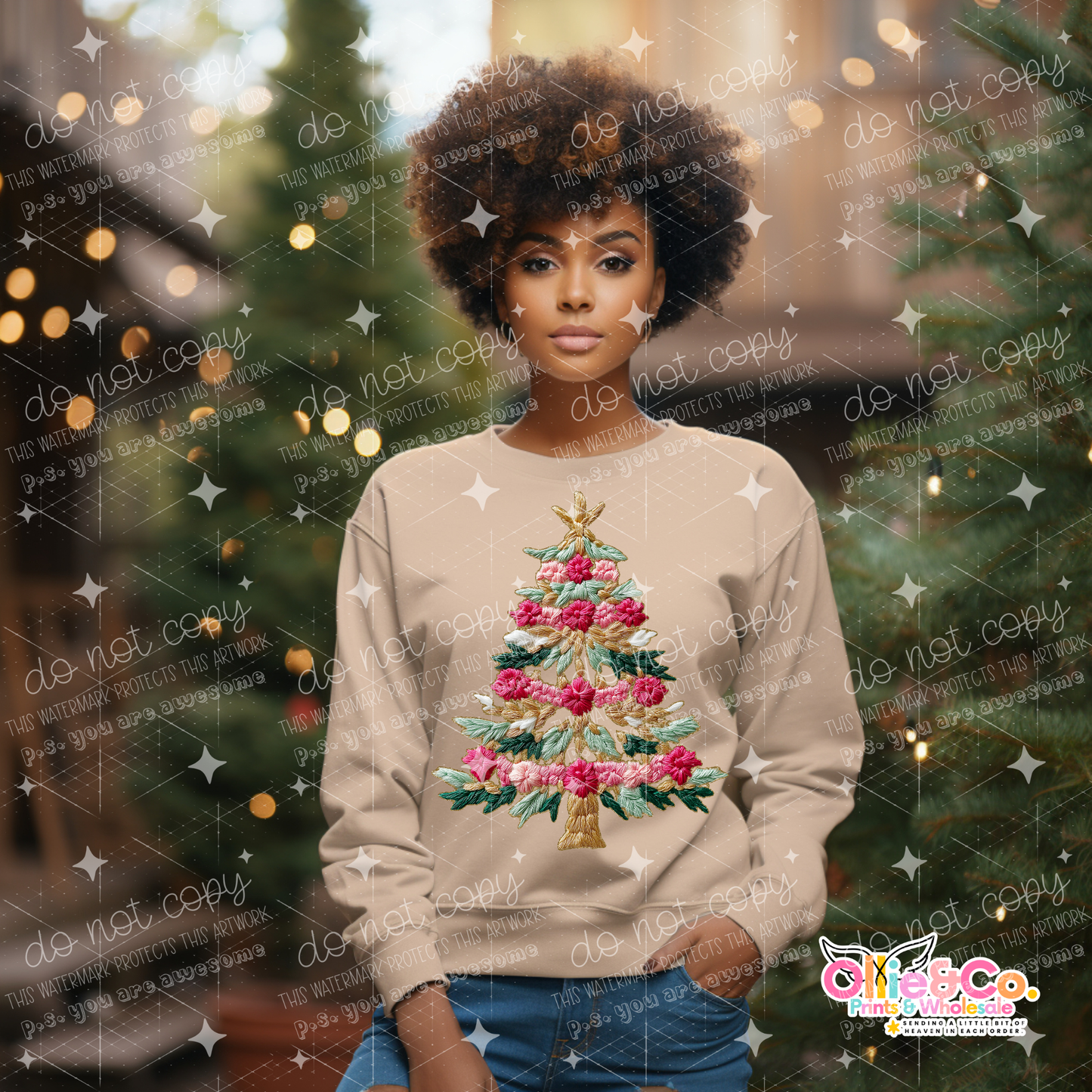 FRENCH KNOT TREE FAUX YARN - DTF TRANSFER