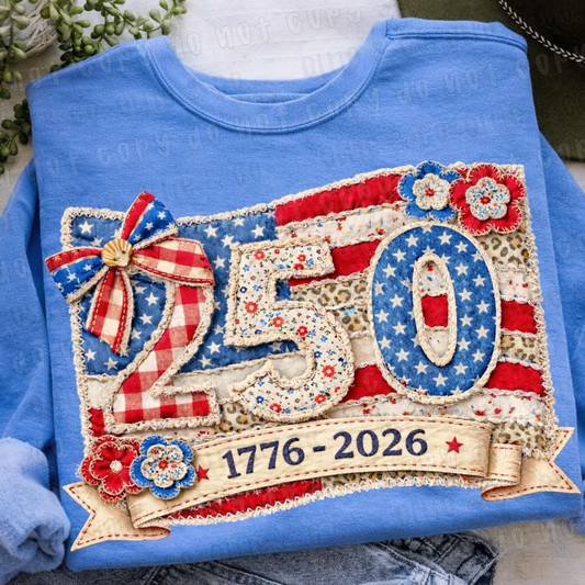 FAUX FLORAL PATCHWORK 250 YEARS  - DTF TRANSFER