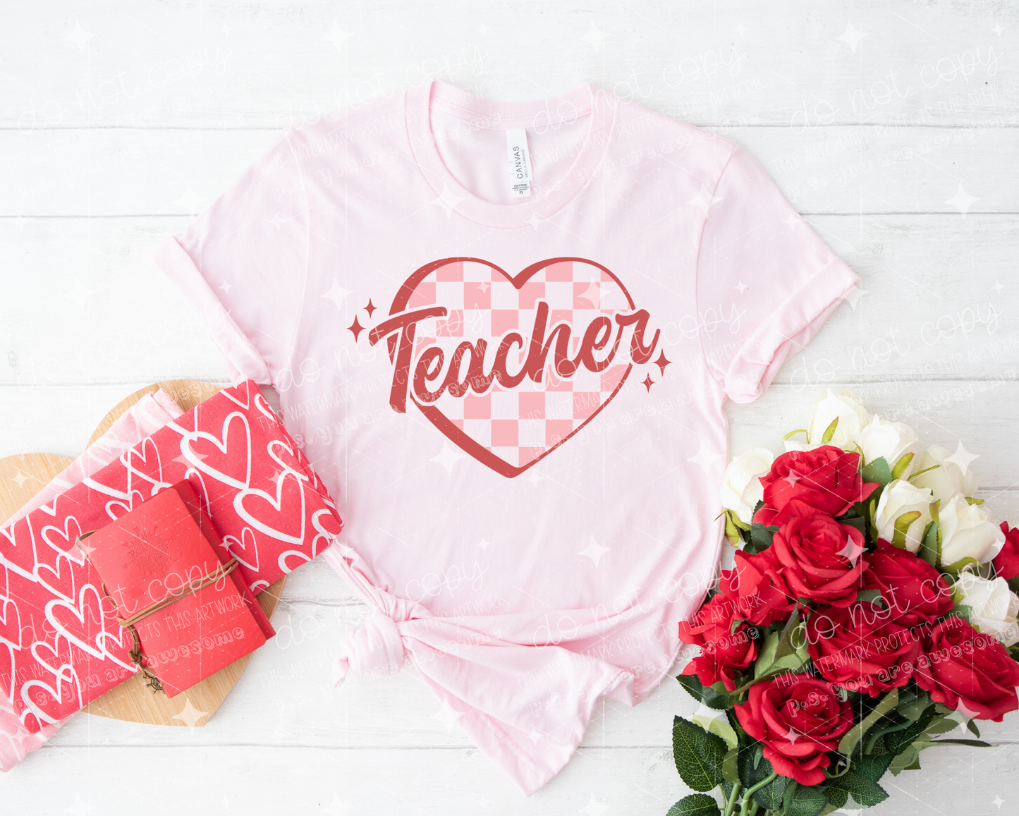 TEACHER CHECKER HEART  - DTF TRANSFER