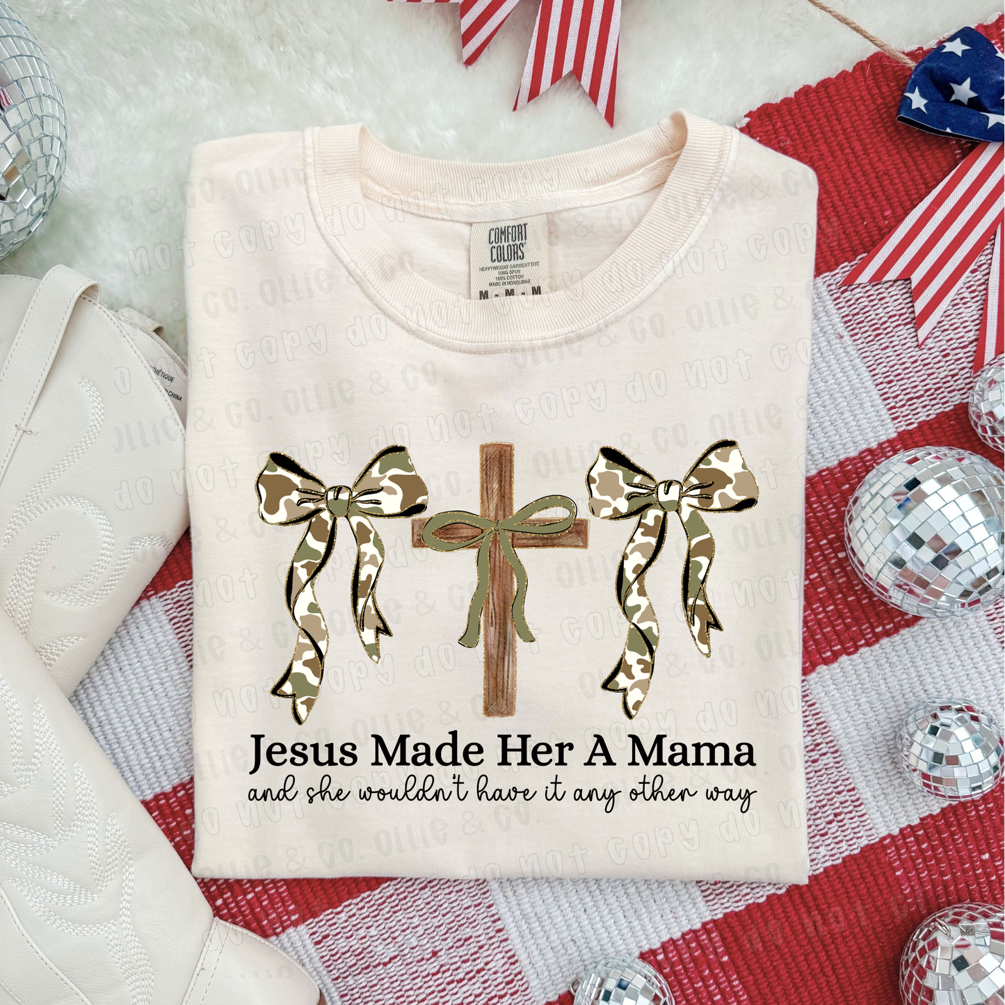 JESUS MADE HER A MAMA CAMO GLITTER  - DTF TRANSFER