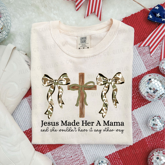 JESUS MADE HER A MAMA CAMO GLITTER  - DTF TRANSFER