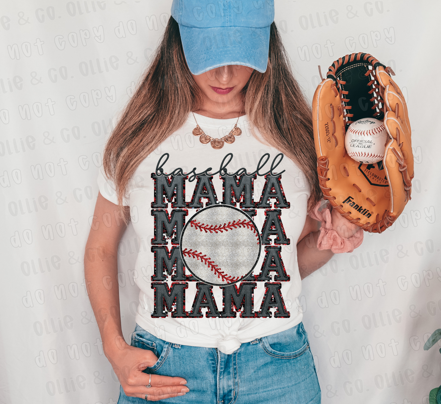 BASEBALL MAMA - FAUX SEQUIN - DTF TRANSFER