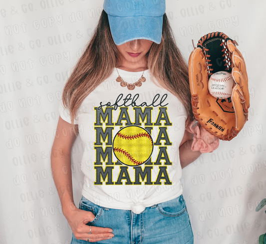 SOFTBALL MAMA - FAUX SEQUIN - DTF TRANSFER