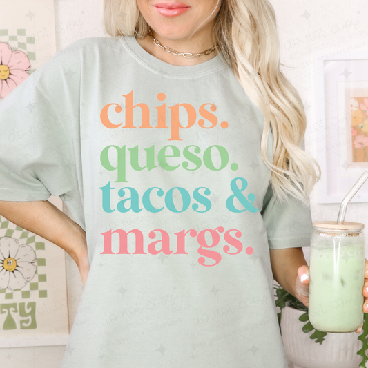 CHIPS QUESO TACOS & MARGS - DTF TRANSFER
