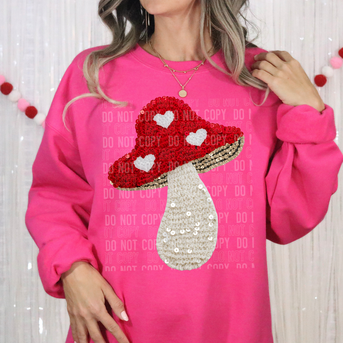 VALENTINES DAY MUSHROOM - FAUX YARN - DTF TRANSFER