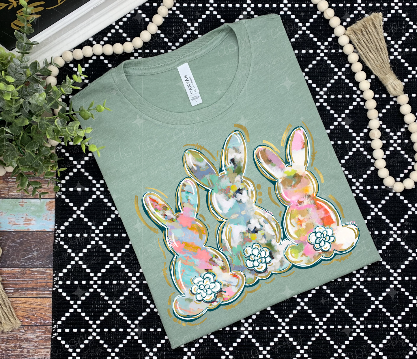 WATERCOLOR BUNNY TRIO - DTF TRANSFER