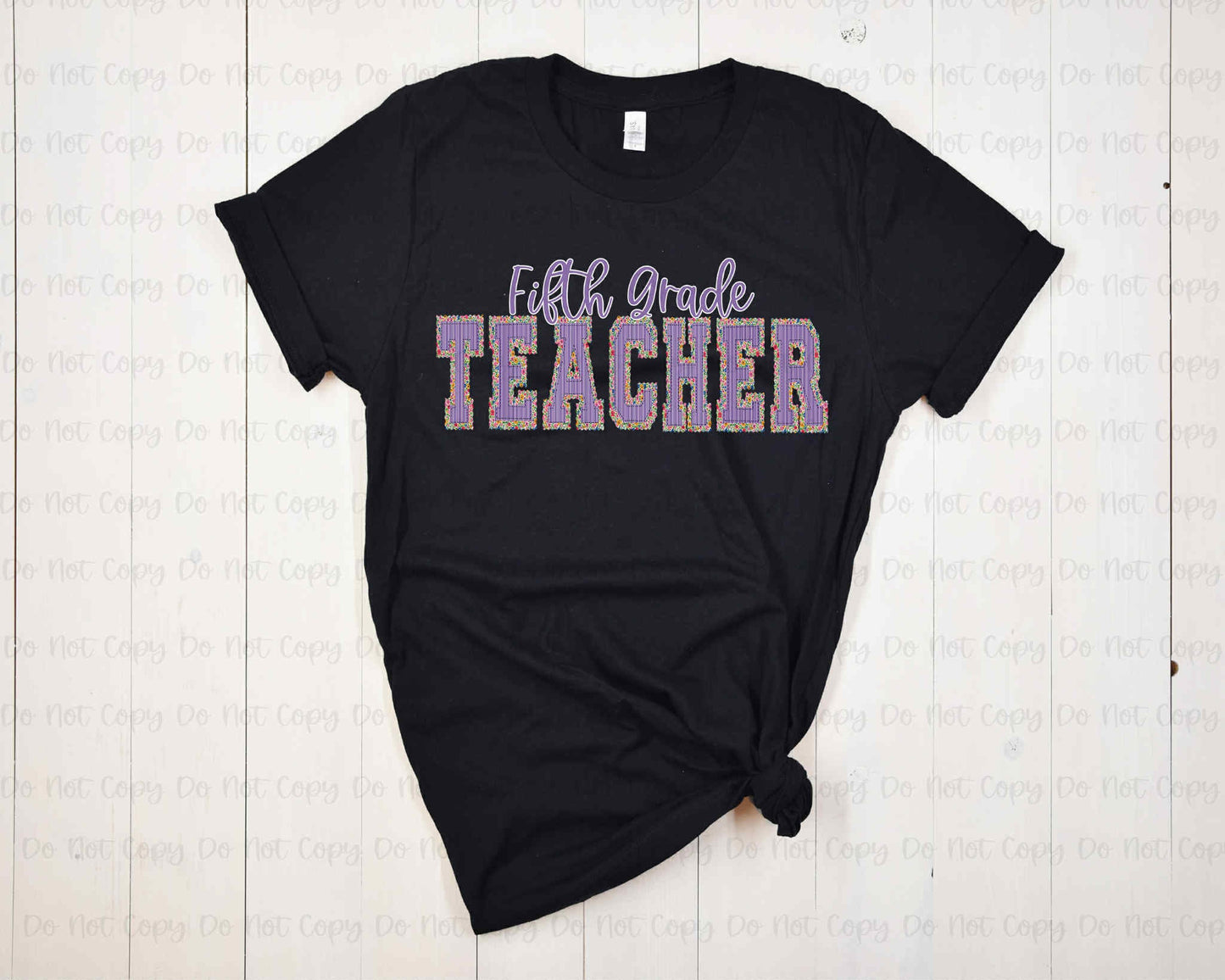 PREPPY PURPLE FLORAL TEACHER - DTF TRANSFER