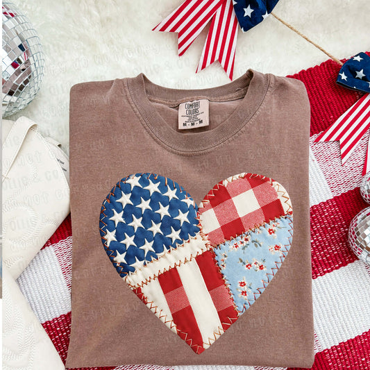FAUX PATCHWORK HEART  - DTF TRANSFER