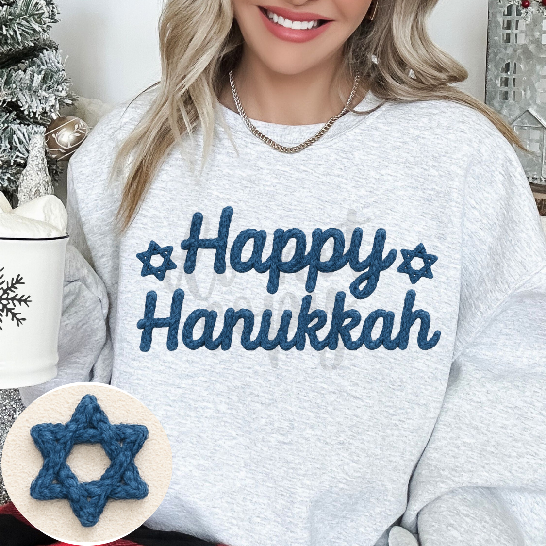 HAPPY HANUKKAH FAUX YARN- DTF TRANSFER