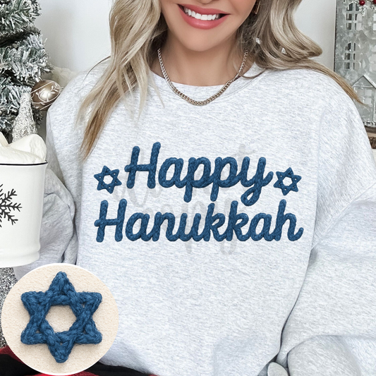 HAPPY HANUKKAH FAUX YARN- DTF TRANSFER