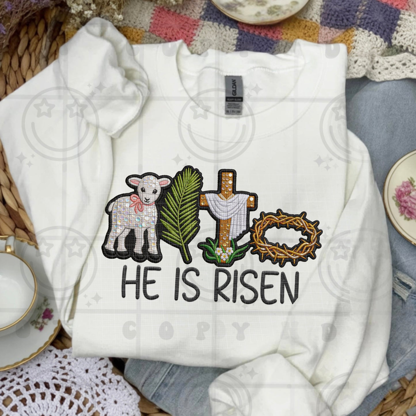 HE IS RISEN SEQUIN - DTF TRANSFER
