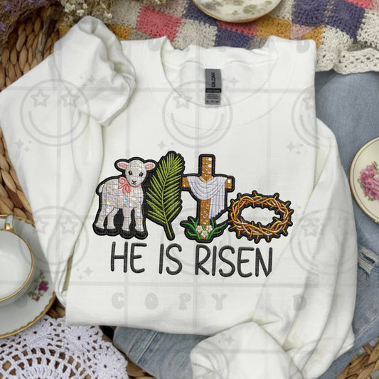 HE IS RISEN SEQUIN - DTF TRANSFER