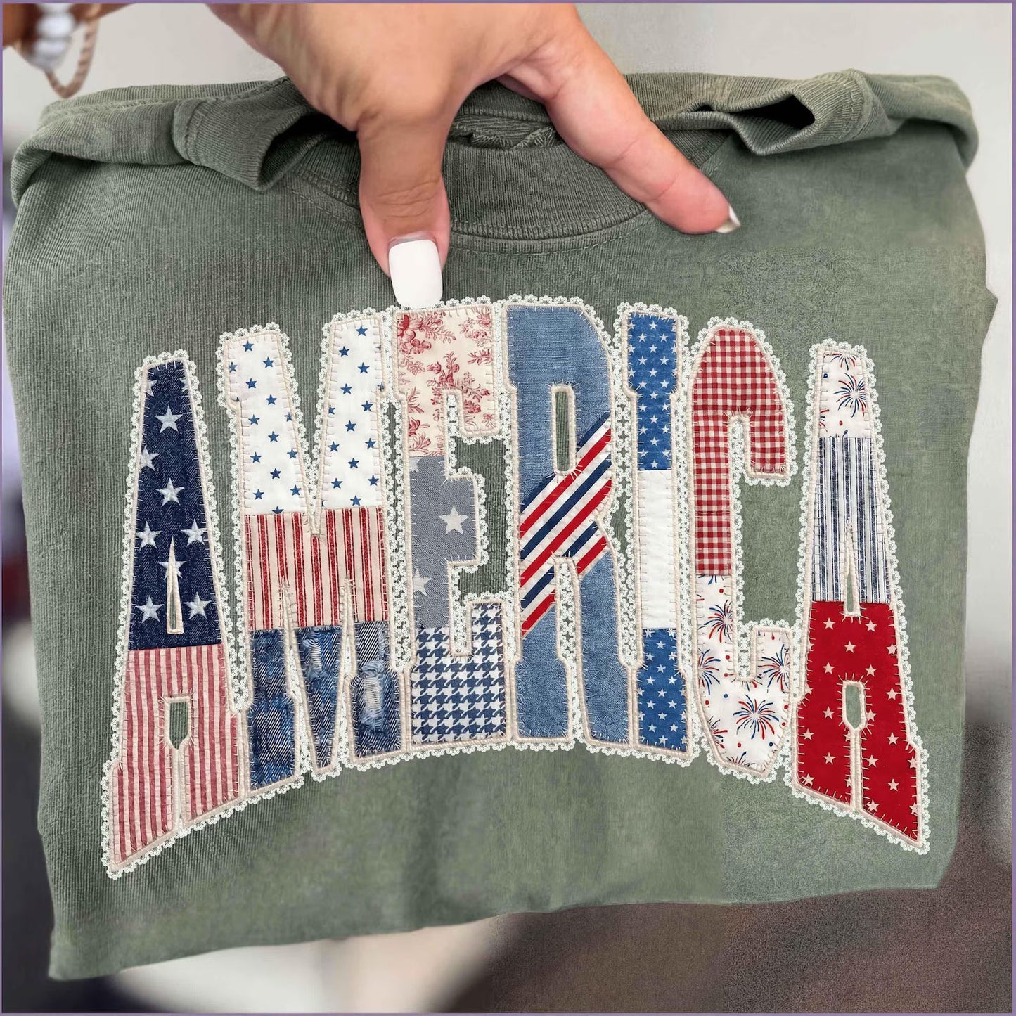 FAUX QUILTED AMERICA  - DTF TRANSFER