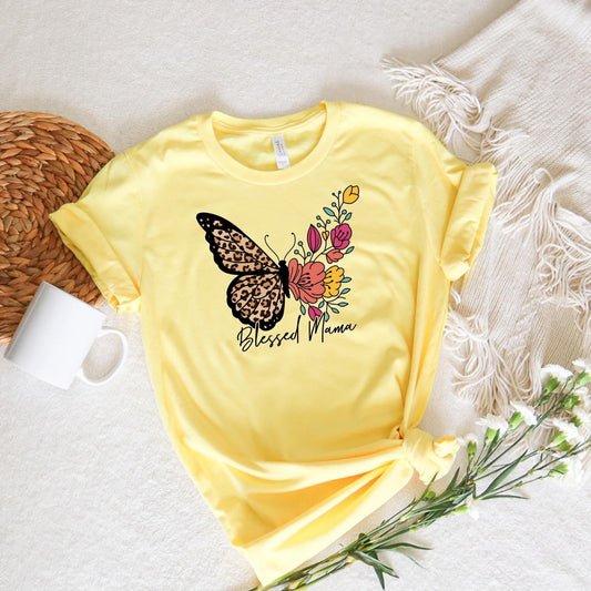 BLESSED MAMA LEOPARD BUTTERFLY  - DTF TRANSFER