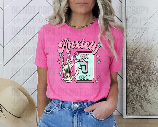 ANXIETY ON OFF SWITCH- PINK WORDING  - DTF TRANSFER