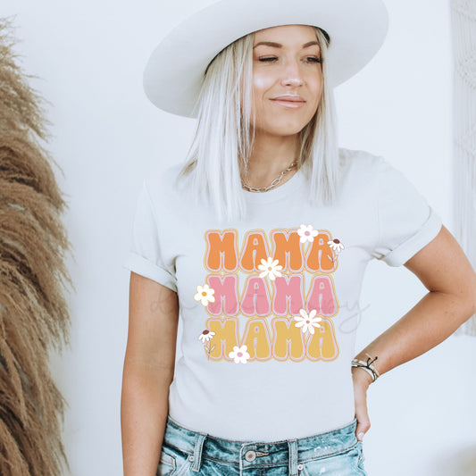 RETRO MAMA WITH FLOWERS  - DTF TRANSFER