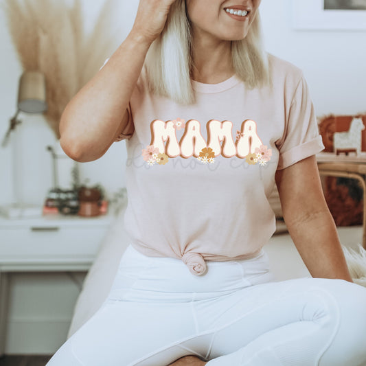 GROOVY MAMA WITH FLOWERS  - DTF TRANSFER