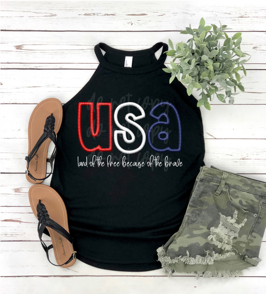 USA - FAUX EMBROIDERY - DTF TRANSFER