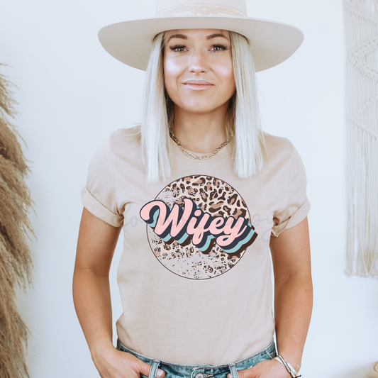 WIFEY LEOPARD CIRCLE  - DTF TRANSFER